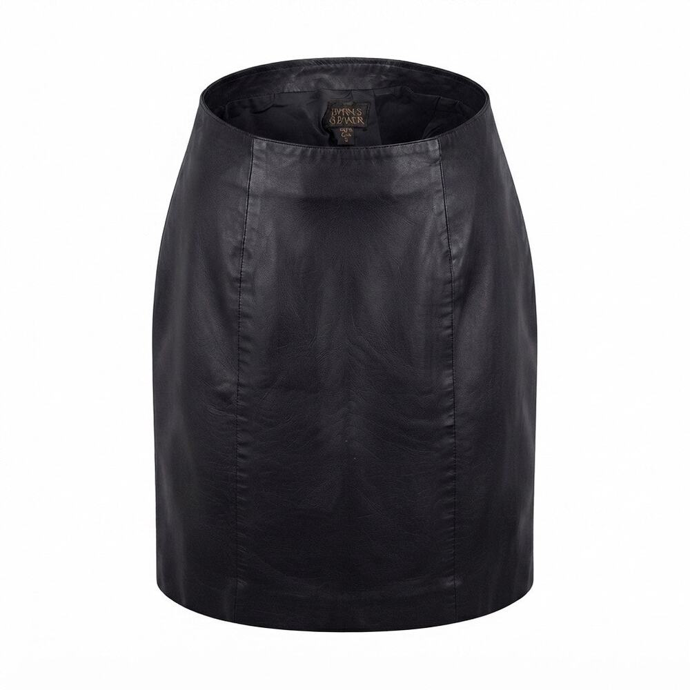 Byrnes & Baker Black Vintage Leather Mini Skirt Size 8 (Fits Modern Size 0) Y2K